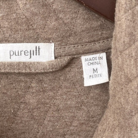 Pure Jill Size Medium Petite Quilted Jacket Single Snap Closure Pockets Brown - Picture 10 of 13